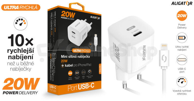 Mini síťová nabíječka Aligator CHPD0018 20W
