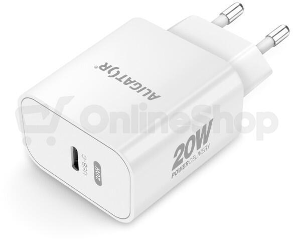 Rychlá nabíječka ALIGATOR PD 20W USB-C, bílá