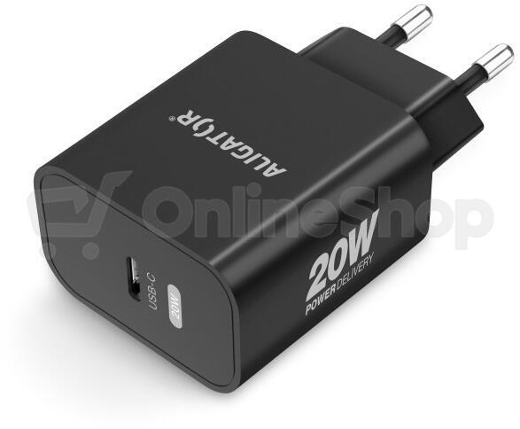 Rychlá nabíječka ALIGATOR PD 20W USB-C, USB-C/USB-C, černá