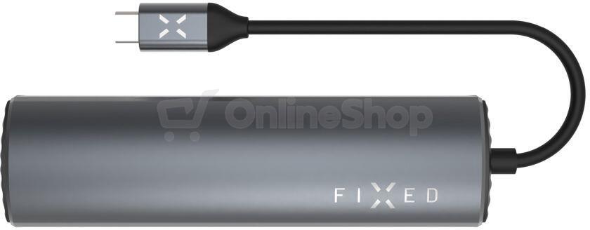 6-portový hliníkový USB-C FIXED HUB Pro, pro notebooky a tablety, šedý