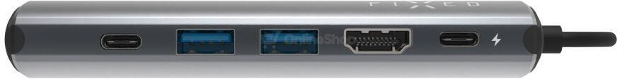 6-portový hliníkový USB-C FIXED HUB Pro, pro notebooky a tablety, šedý
