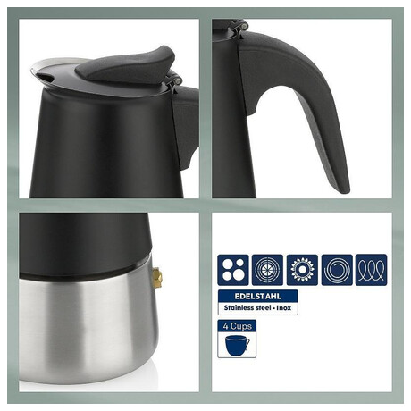 KELA Konvice na espresso Ferrara nerez ern 17,0 cm 9,0 cm 200,0 ml KL-10898