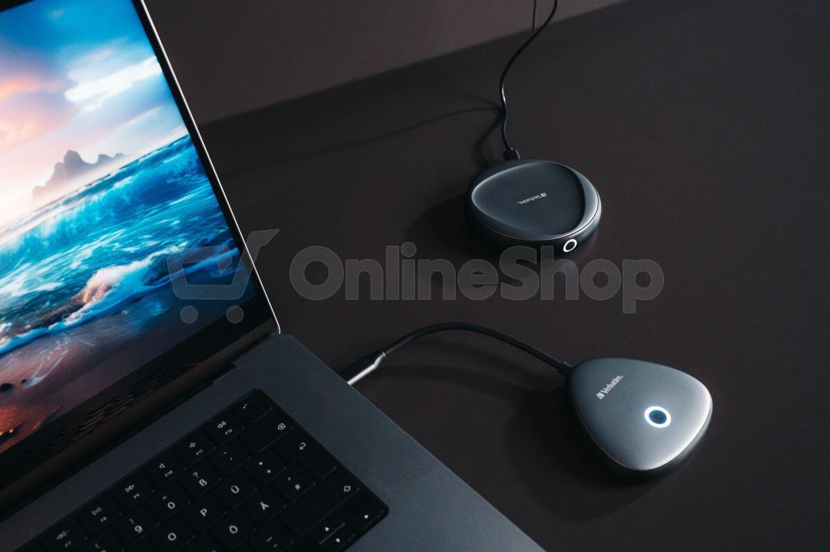 Verbatim Share my Screen WDA-02, bezdrátový adaptér USB-C s rozbočovačem 4K, černá/šedá (32147)