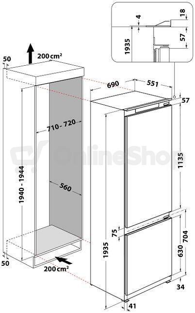 Vestavná kombi lednice Whirlpool WH SP70 T122