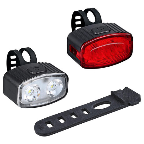 Solight set nabjecch cyklo svtilen, 160lm pedn, zadn erven, Li-Ion, USB