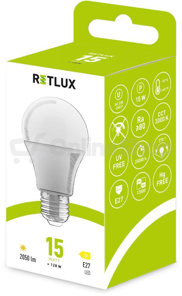 Žárovka Retlux RLL 610 A70 E27 bulb 15W WW D