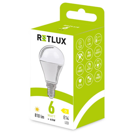 LED rovka mini globe Retlux RLL 632 G45 E14 miniG 6W WW D