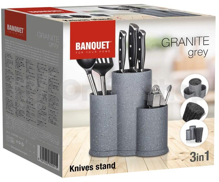 Stojan na nože 3v1 GRANITE Grey (25107101)