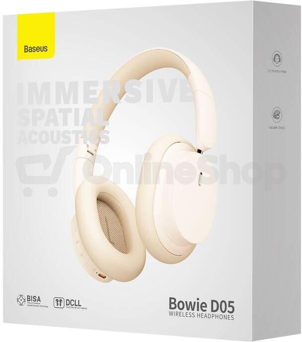 Bezdrátová sluchátka Baseus Bowie D05, krémová