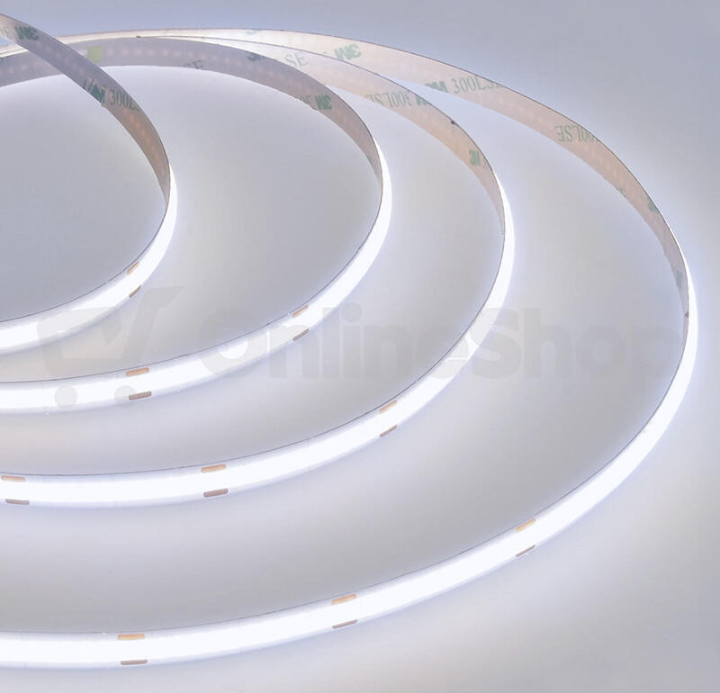 Solight LED COB pásek, sada s adaptérem, vypínač, 5m, 8W/m, 800lm/m, studená bílá