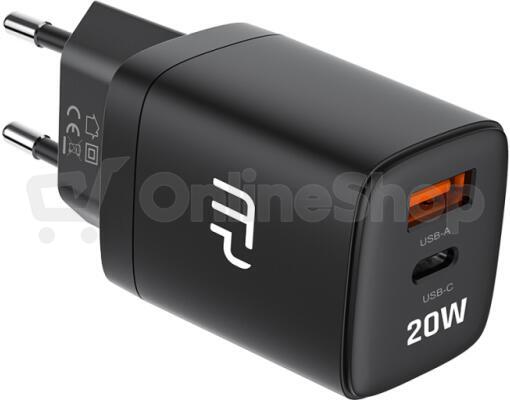 Nabíječka do sítě myPhone SwiftCharge Duo 20W, 1xUSB, 1xUSB-C černá