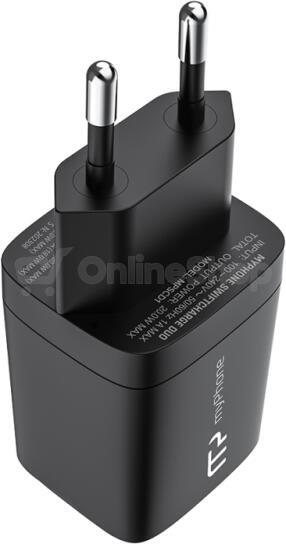 Nabíječka do sítě myPhone SwiftCharge Duo 20W, 1xUSB, 1xUSB-C černá