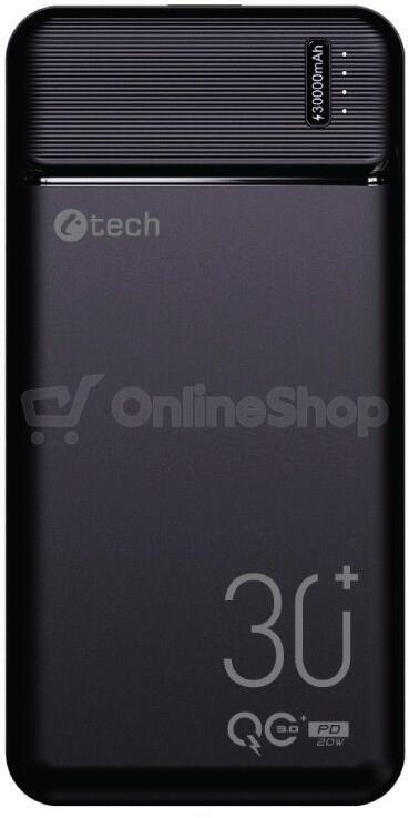 Powerbanka C-Tech 30000mAh, Li-Pol, 20W, USB-C/USB-A/micro USB (PBPD-30)
