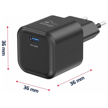 Sov adaptr SWISSTEN GaN 1x USB-C 20W POWER DELIVERY, ern