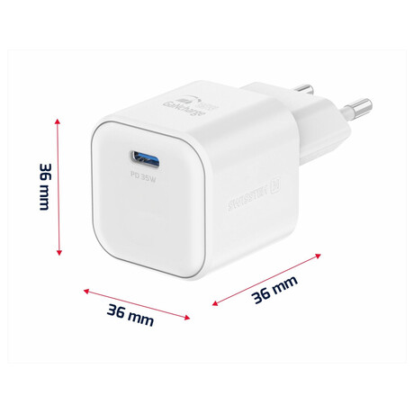 Swissten GaN 1x USB-C 35W PD + Datov kabel USB-C/USB-C 1.2m, bl (foto 2)