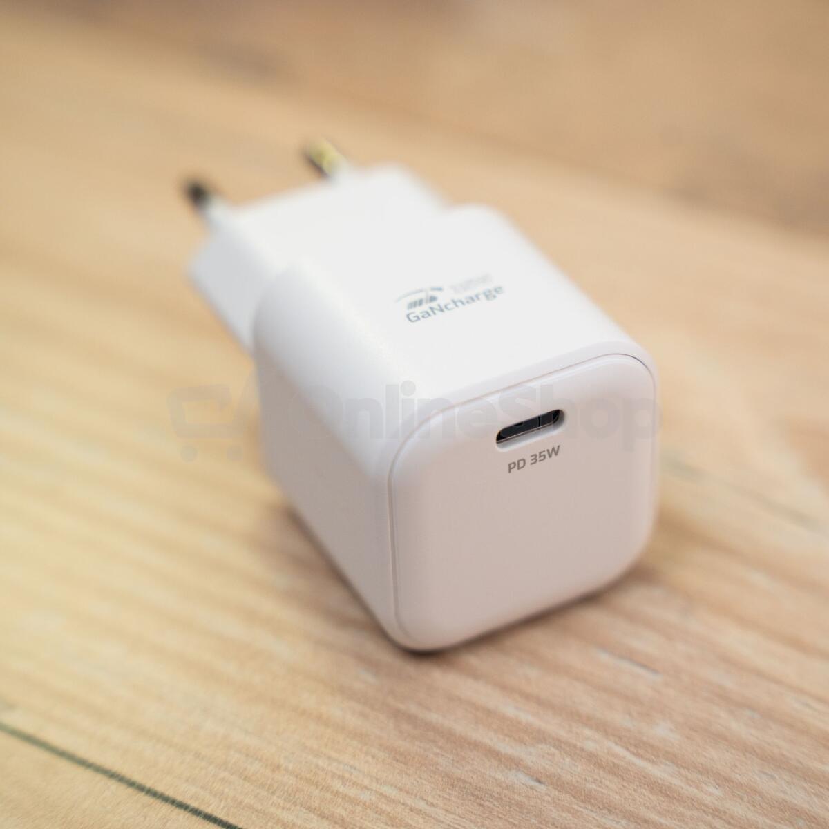 Síťový adaptér Swissten GaN 1x USB-C 35W PD + Datový kabel USB-C/USB-C 1.2m, bílý