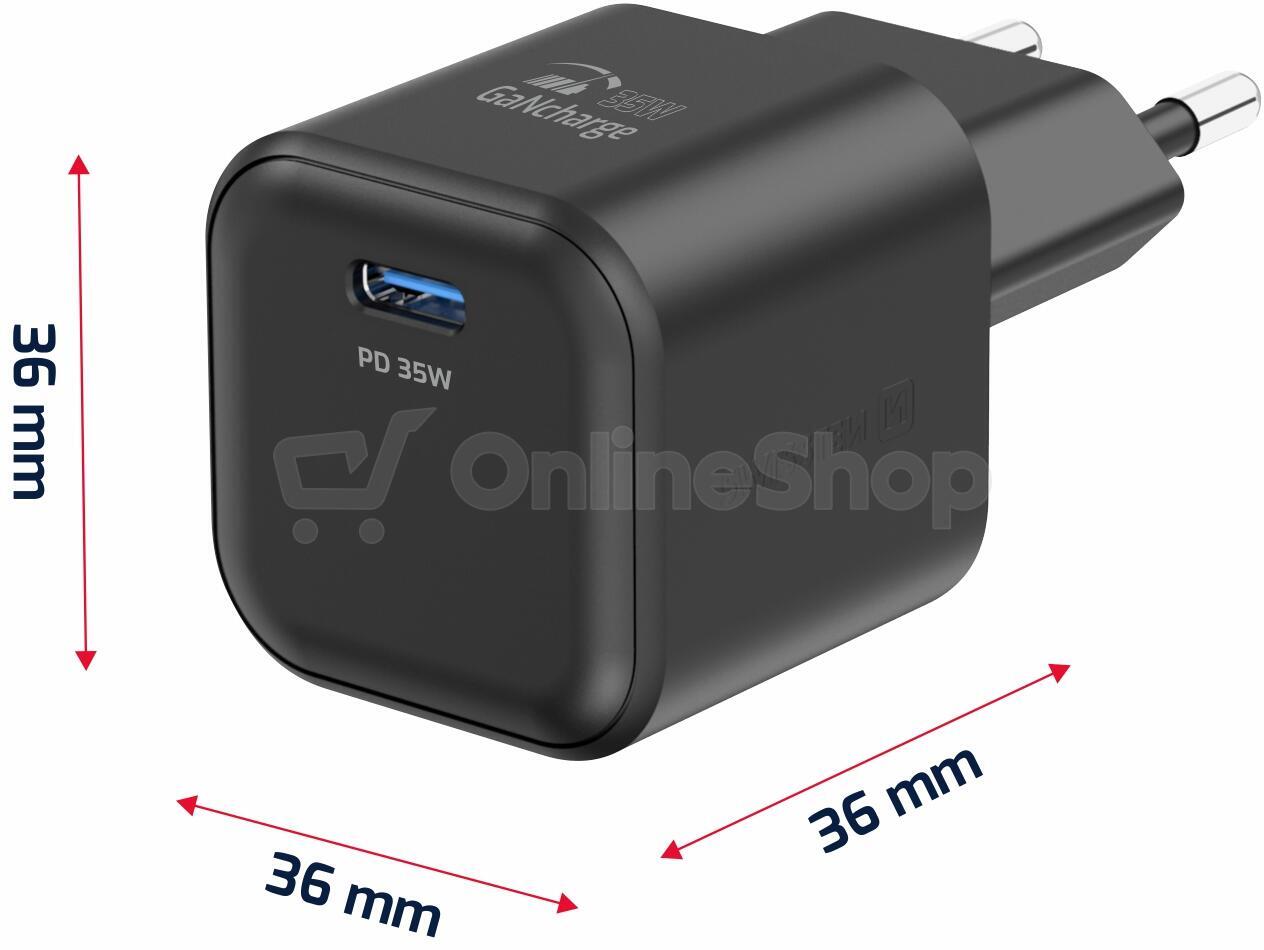 SWISSTEN SÍŤOVÝ ADAPTÉR GaN 1x USB-C 35W POWER DELIVERY ČERNÝ + DATOVÝ KABEL USB-C/LIGHTNING 1,2 M ČERNÝ