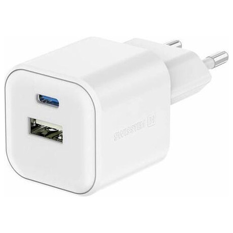 SWISSTEN S͍OV ADAPTR GaN 1x USB-C 35W PD + 1x USB-A 27W QC BL