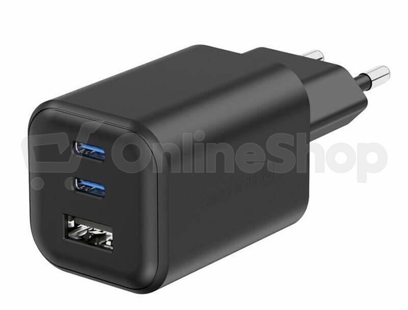 SWISSTEN SÍŤOVÝ ADAPTÉR GaN 2x USB-C 65W PD + 1x USB-A 30W QC ČERNÝ