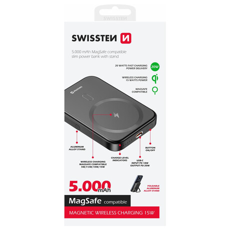 SWISSTEN POWER BANK PD 20W 5000 mAh (kompatibiln s MagSafe)