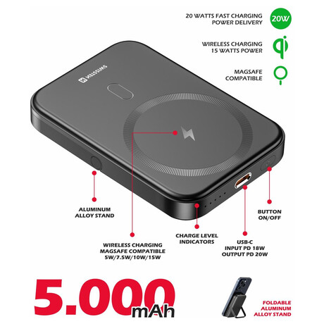 SWISSTEN POWER BANK PD 20W 5000 mAh (kompatibiln s MagSafe)