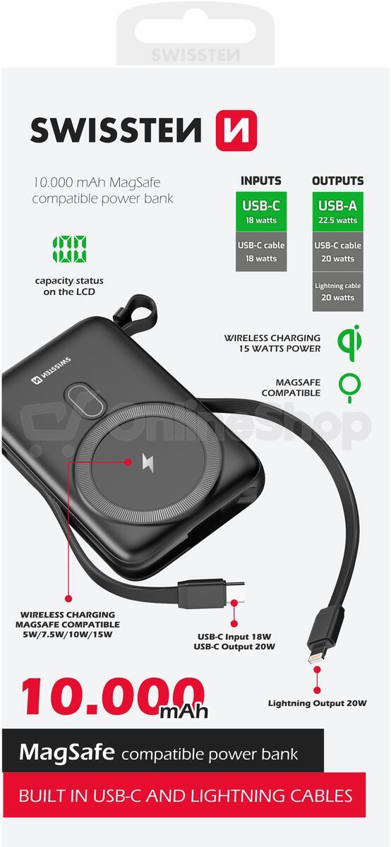 Powerbanka SWISSTEN 10000 mAh PD 20W, černá