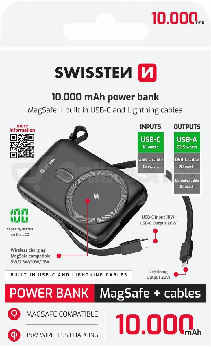 Powerbanka SWISSTEN 10000 mAh PD 20W, černá
