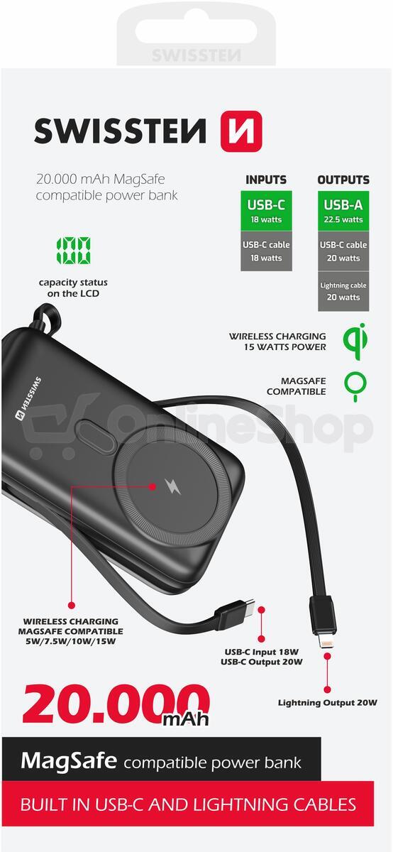 Powerbanka SWISSTEN 20000 mAh PD 20W, černá