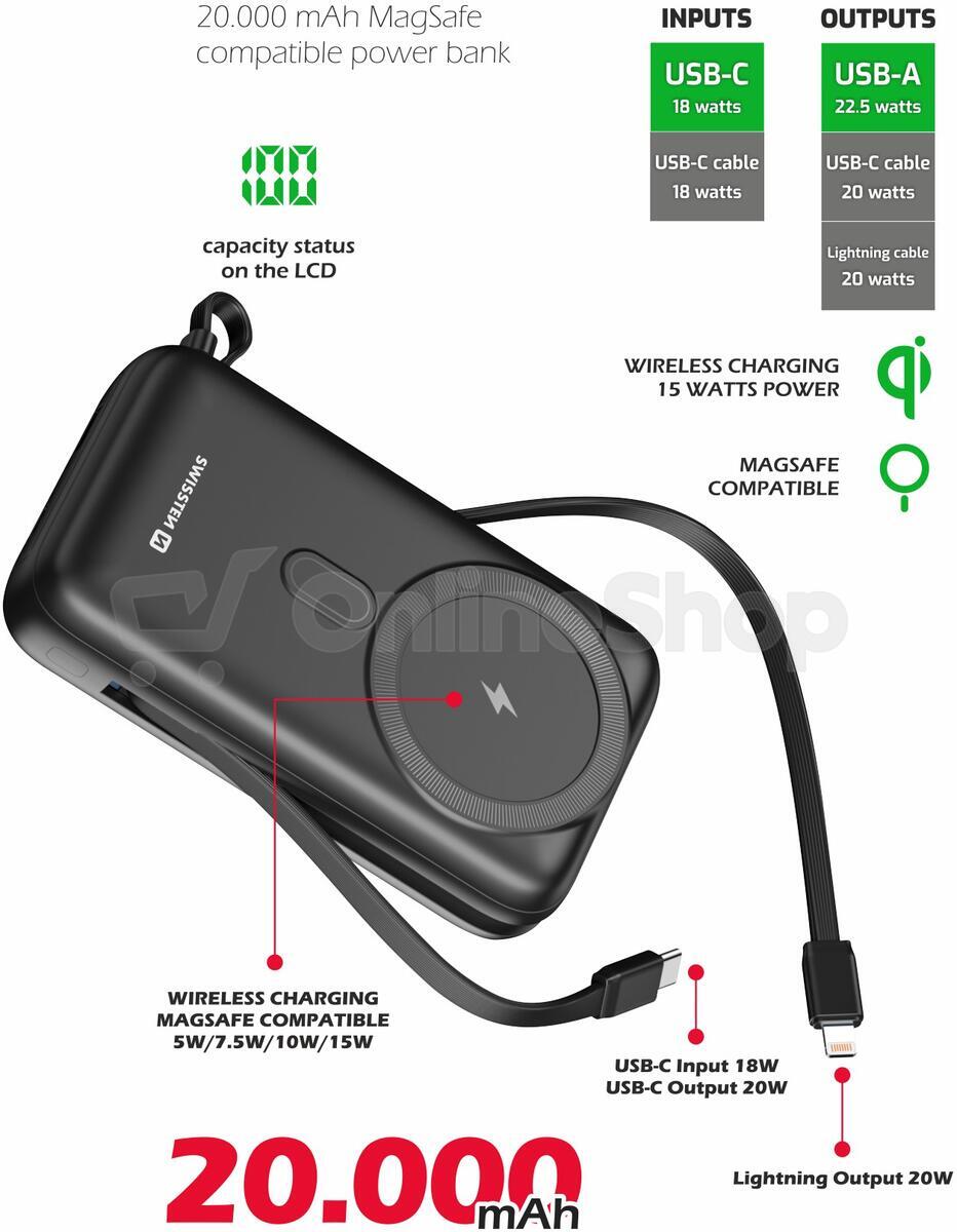 Powerbanka SWISSTEN 20000 mAh PD 20W, černá