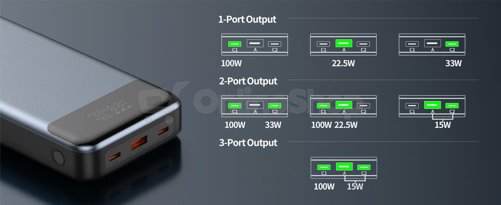 Powerbanka SWISSTEN 22013917 30000 mAh, šedá