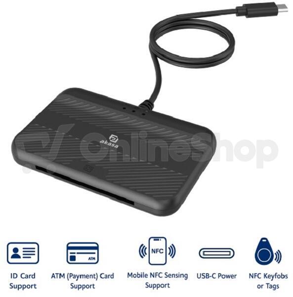 AKASA externí čtečka Smart karet s NFC - eID a eObčanka (AK-CR-15BK)