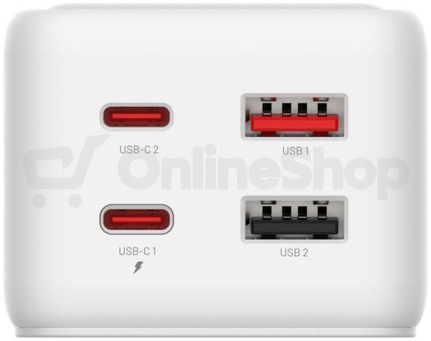 Síťový prodlužovací adaptér FIXED Charging Strip s 2x USB-C a 2x USB, GaN III, 3m, PD 65W, bílý