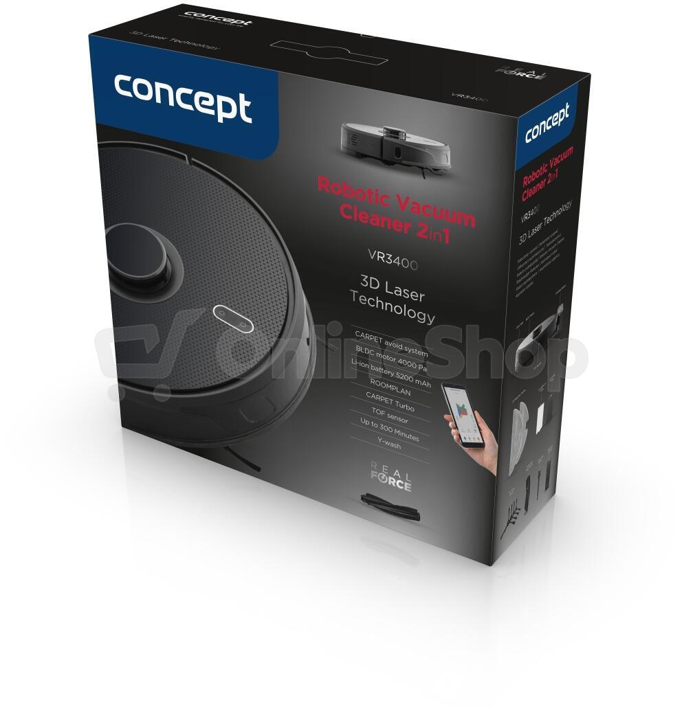 Robotický vysavač Concept s mopem 2v1 REAL FORCE Laser 3D VR3400