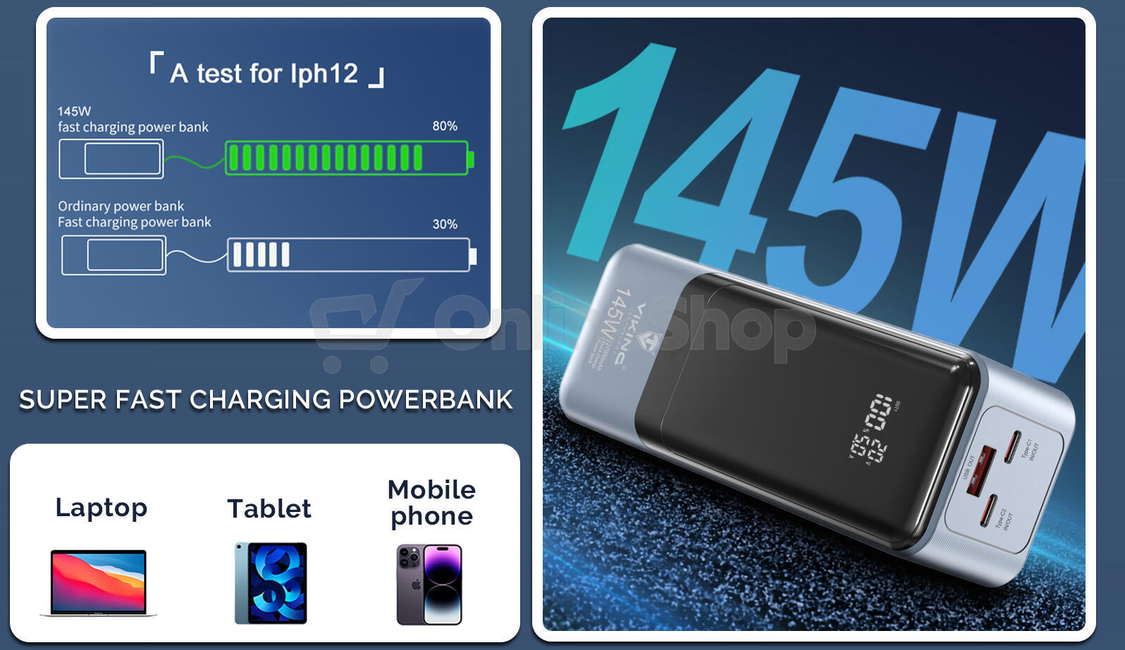 Viking powerbanka PN-964PD, 27000 mAh, černá (PN964PD)