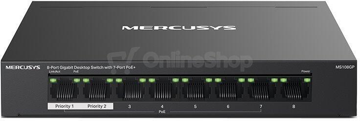 TP-Link Mercusys MS108GP Switch 8-Port, 7× Gigabit PoE+, 1× GLAN, 802.3af/at, 65 W