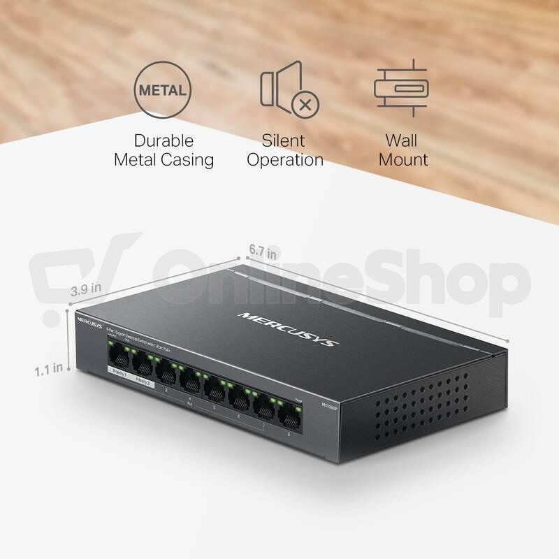 TP-Link Mercusys MS108GP Switch 8-Port, 7× Gigabit PoE+, 1× GLAN, 802.3af/at, 65 W