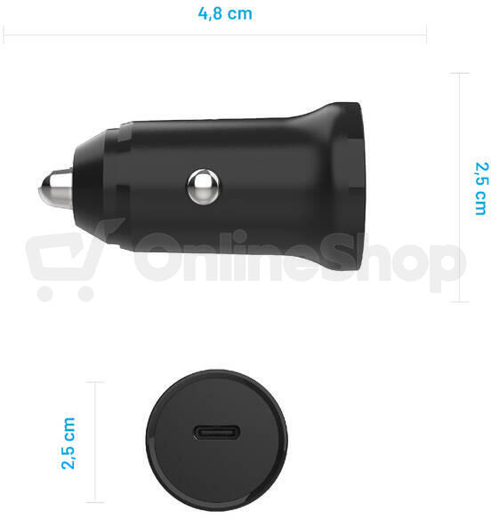Autonabíječka FIXED s USB-C výstupem a podporou PD, 20W, černá