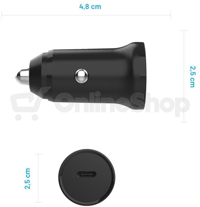 Autonabíječka FIXED s USB-C výstupem a podporou PD, 30W, černá