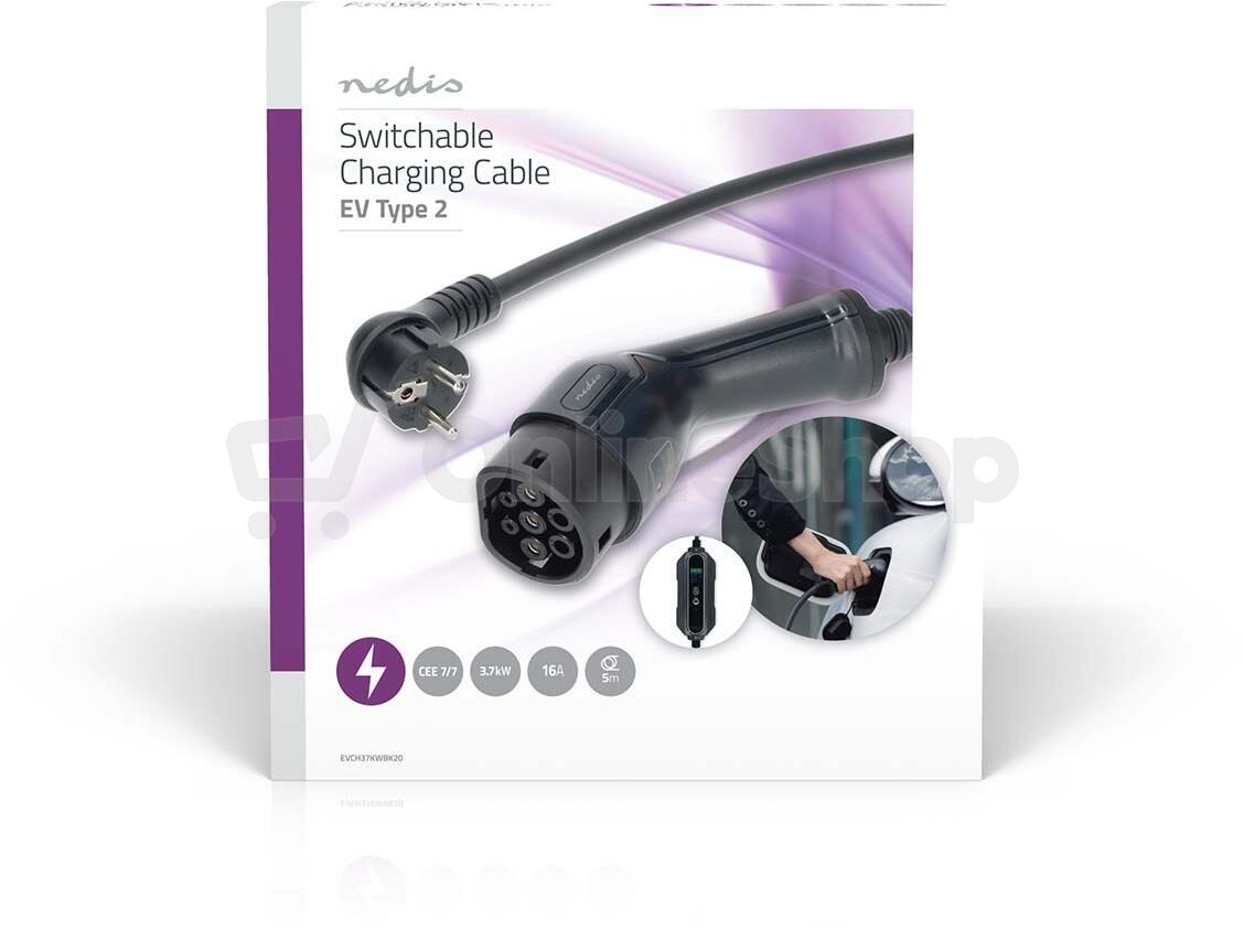 Přenosná nabíječka pro elektromobily NEDIS EVCH37KWBK20