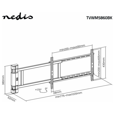 Motorised TV Wall Mount NEDIS TVWM5860BK