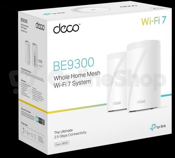 WiFi router TP-Link Deco BE65(1-pack) BE9300, WiFi 7, 4x 2.5GLAN, USB, 2,4/5/6GHz