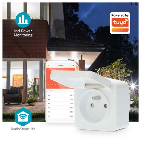 Smart zsuvka NEDIS WIFIPO130EWT WiFi Tuya