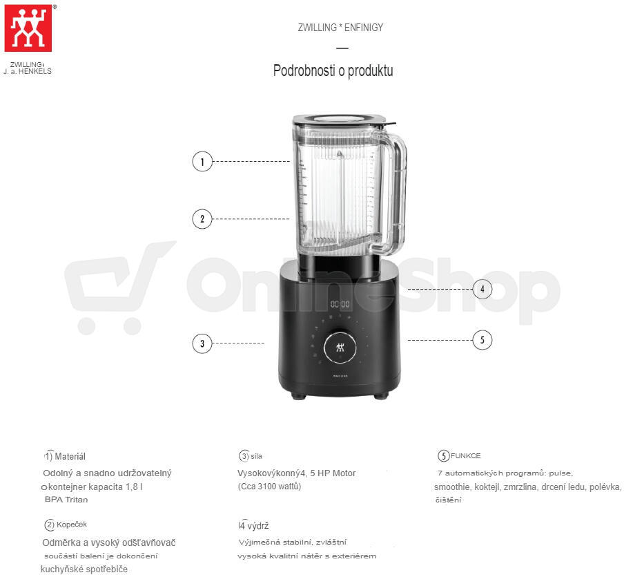 Mixér stolní ZWILLING ENFINIGY blender 1,4l černý