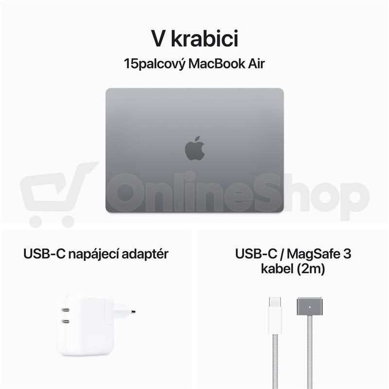 Notebook Apple MacBook Air 15" M3 8-core CPU 10-core GPU 16GB 512GB Vesmírně Šedý CZ