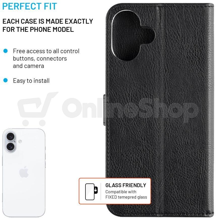 Pouzdro typu kniha FIXED Opus pro Apple iPhone 16, černé