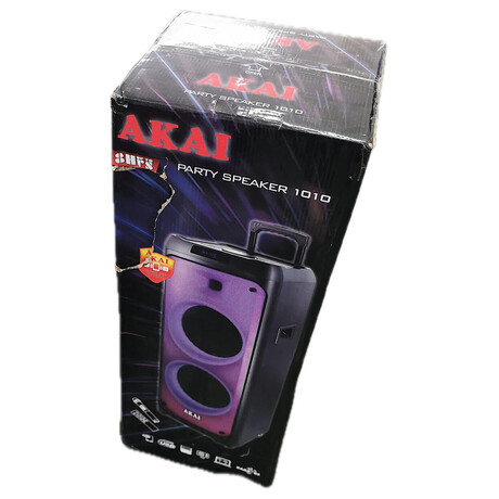 AKAI Party speaker 1010, penosn, Bluetooth, LED displej, 100 WRMS, lehce pokozeno | Skuten fotografie prodvanho kusu (foto 4)