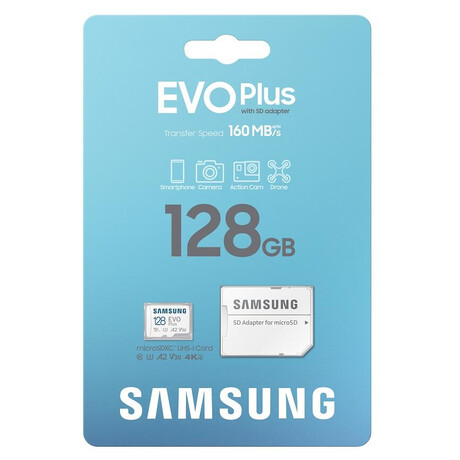 Samsung EVO Plus/micro SDXC/128GB/UHS-I U3 / Class 10/+ Adaptr/Bl (MB-MC128SA/EU)