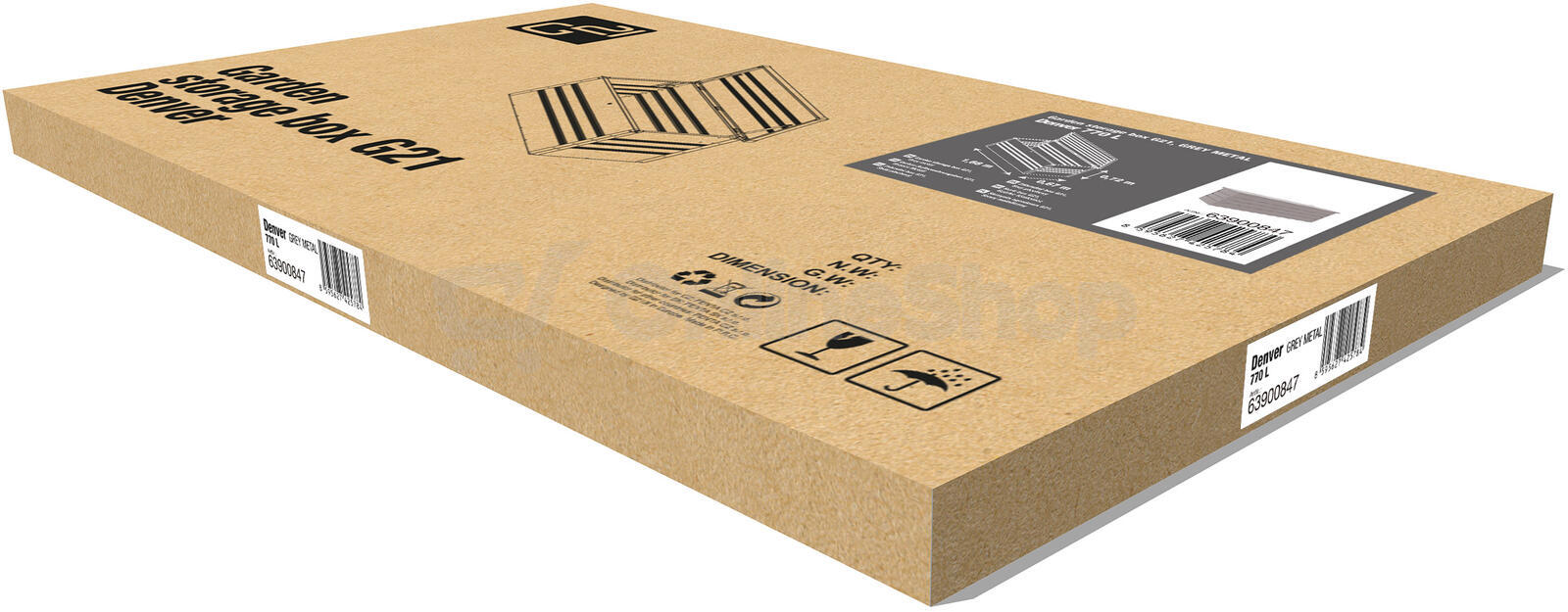 Zahradní box G21 Denver 770 L, šedý plechový