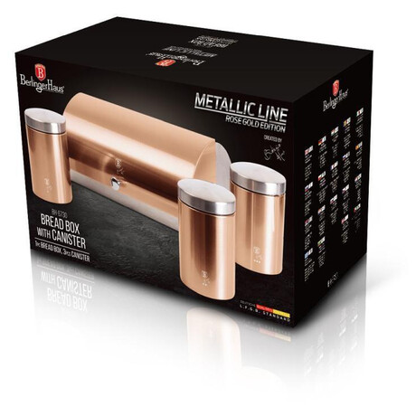 BERLINGERHAUS Chlebovka nerez se sadou 3 ks skladovacch ndob Rosegold Metallic Line BH-6730