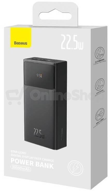 Powerbanka Baseus Star-Lord 30000mAh, 22,5W černá
